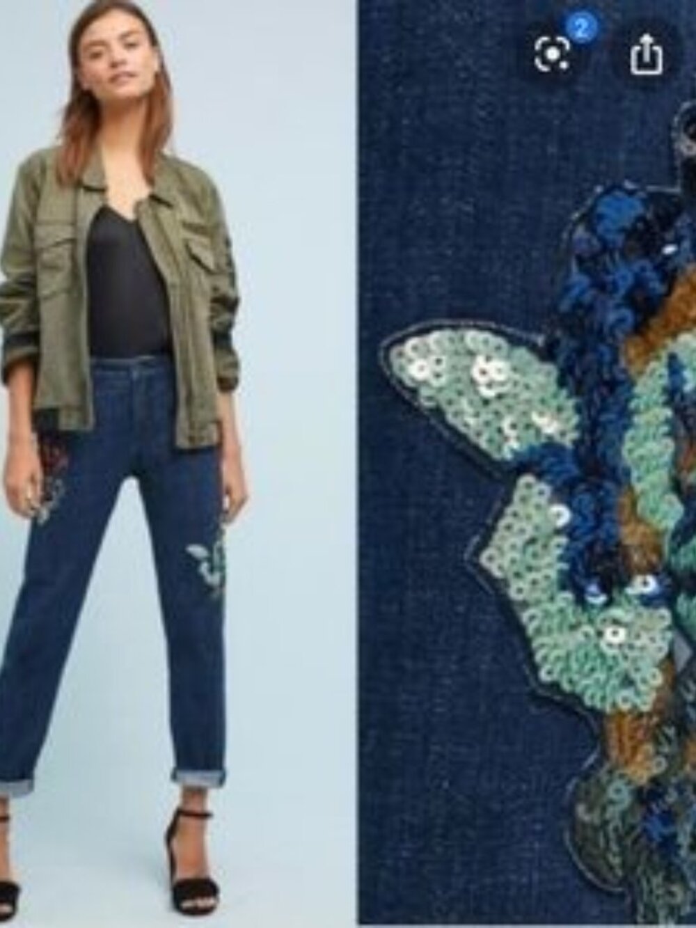 Anthropologie Pilcro and the Letterpress Jeans Size 27 Slim Boyfriend Sequin